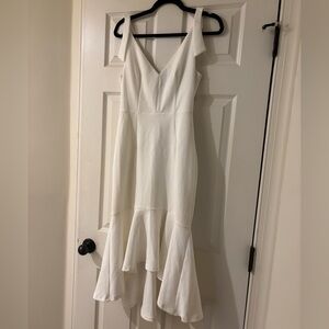 Lulu's White Fit and Flare High Low Dress Small